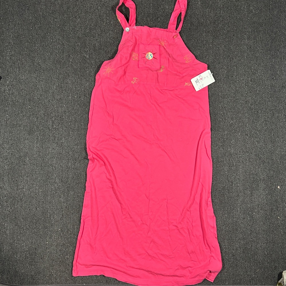 Johnny Was Linen Overall Dress Women L Pink NWT Embroidered Sun Celestial Midi
